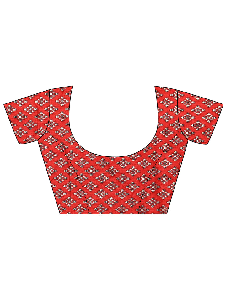 Navy Blue Bandhani Printed Sarees With Unstitched Blouse Piece