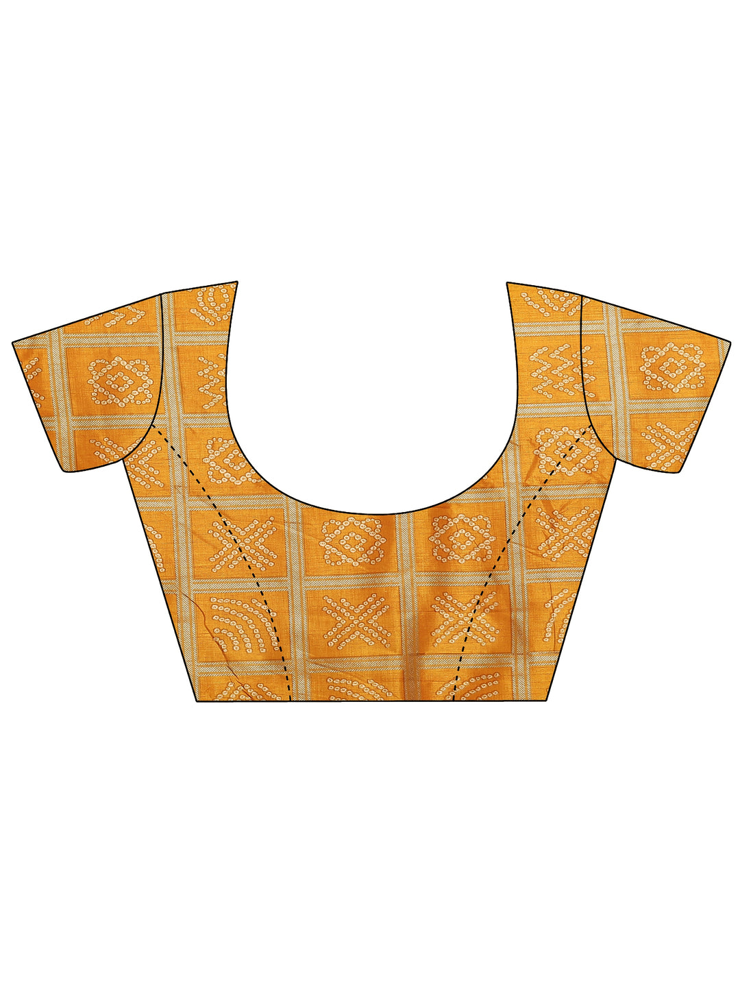 Mustard Bandhani Printed Sarees With Unstitched Blouse Piece