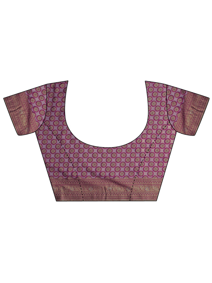 Purple Printed Georgette Saree With Unstitched Blouse Piece