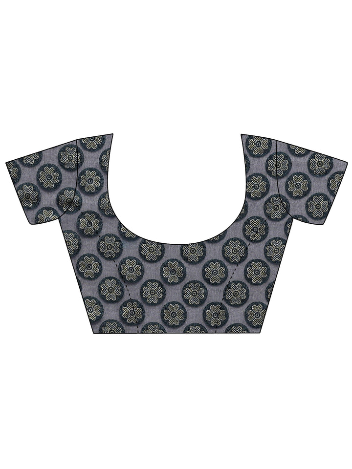 Navy Blue Printed Georgette Saree With Unstitched Blouse Piece