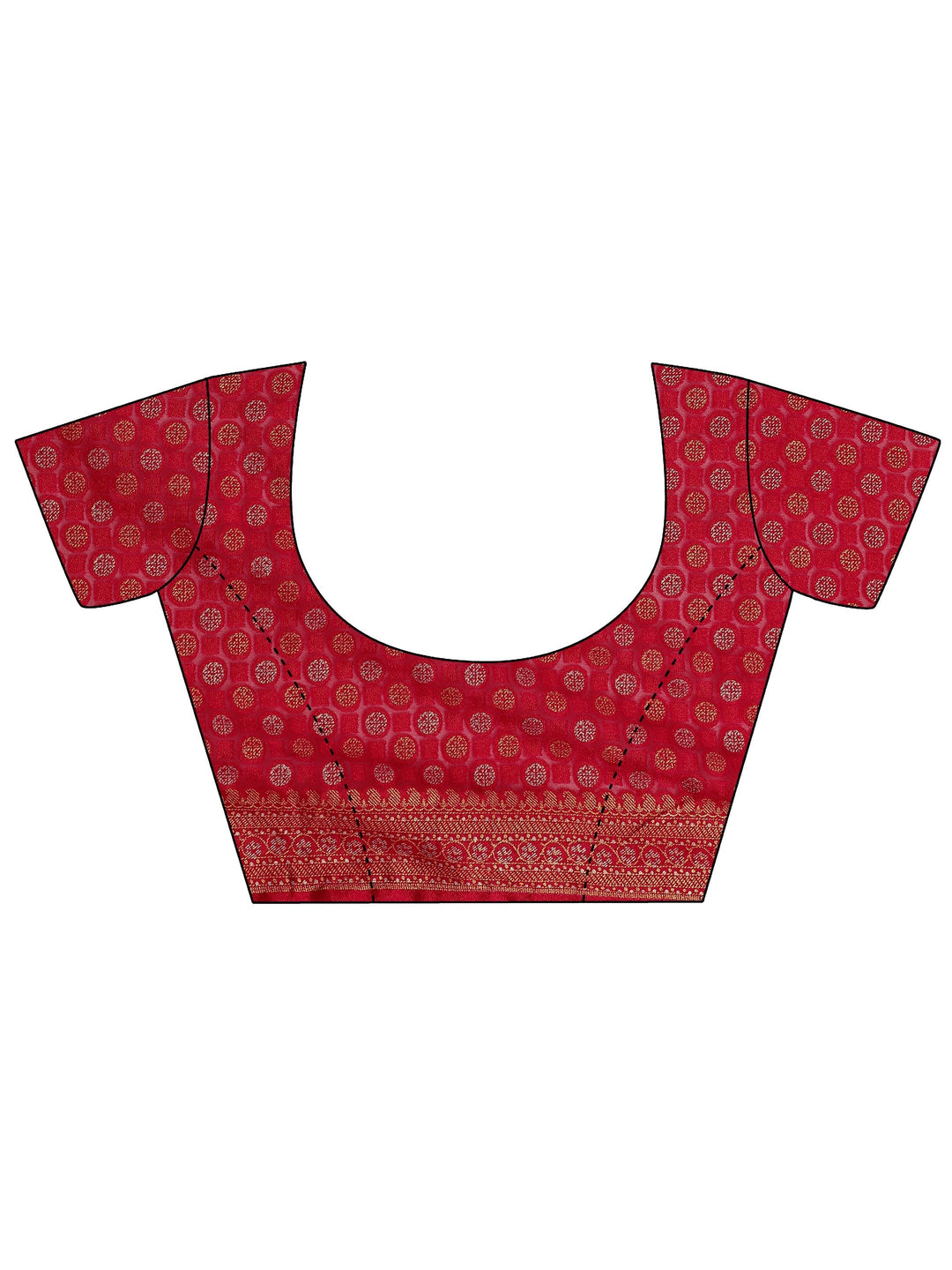 Red Printed Georgette Saree With Unstitched Blouse Piece
