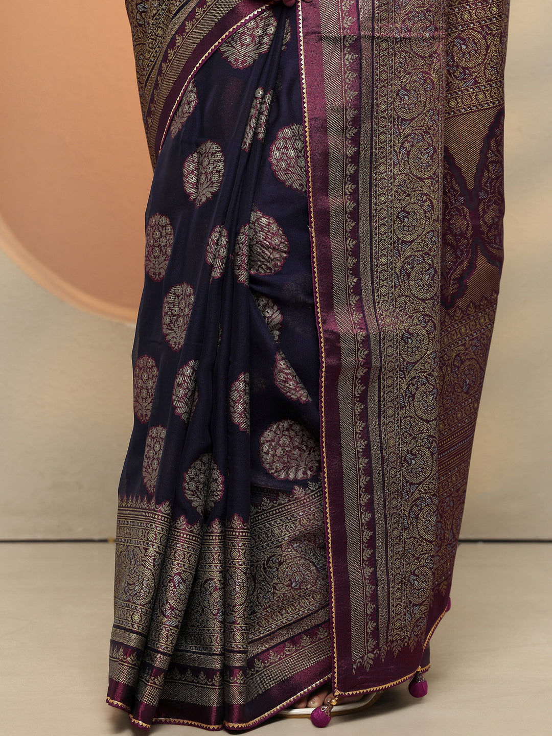 Blue Printed Georgette Saree With Unstitched Blouse Piece