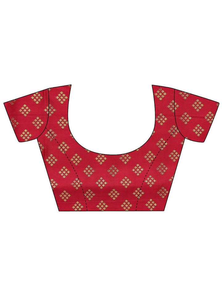 Mustard Chevron Woven Design Silk Blend Saree With Unstitched Blouse Piece