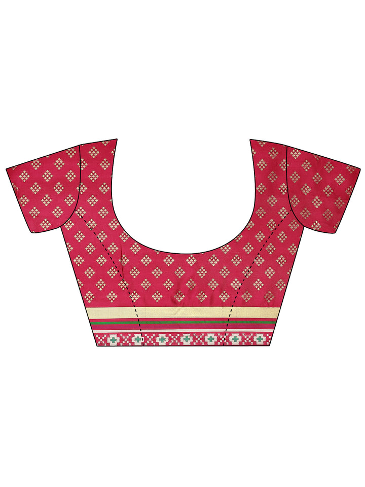 Green Chevron Woven Design Silk Blend Saree With Unstitched Blouse Piece