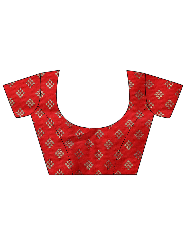 Navy Blue Chevron Woven Design Silk Blend Saree With Unstitched Blouse Piece