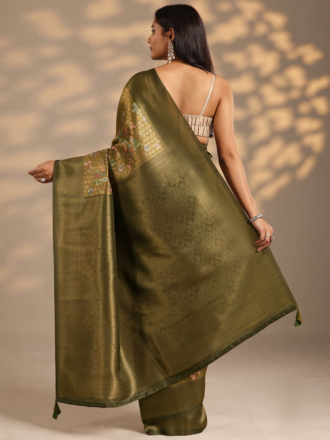 Mustard Woven Design Silk Blend Saree With Unstitched Blouse Piece