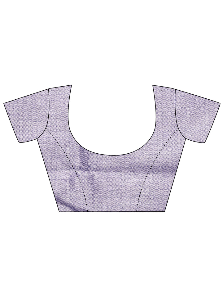 Lavender Printed Silk Blend Saree With Unstitched Blouse Piece