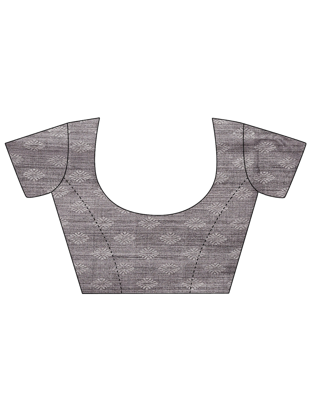 Grey Printed Silk Blend Saree With Unstitched Blouse Piece