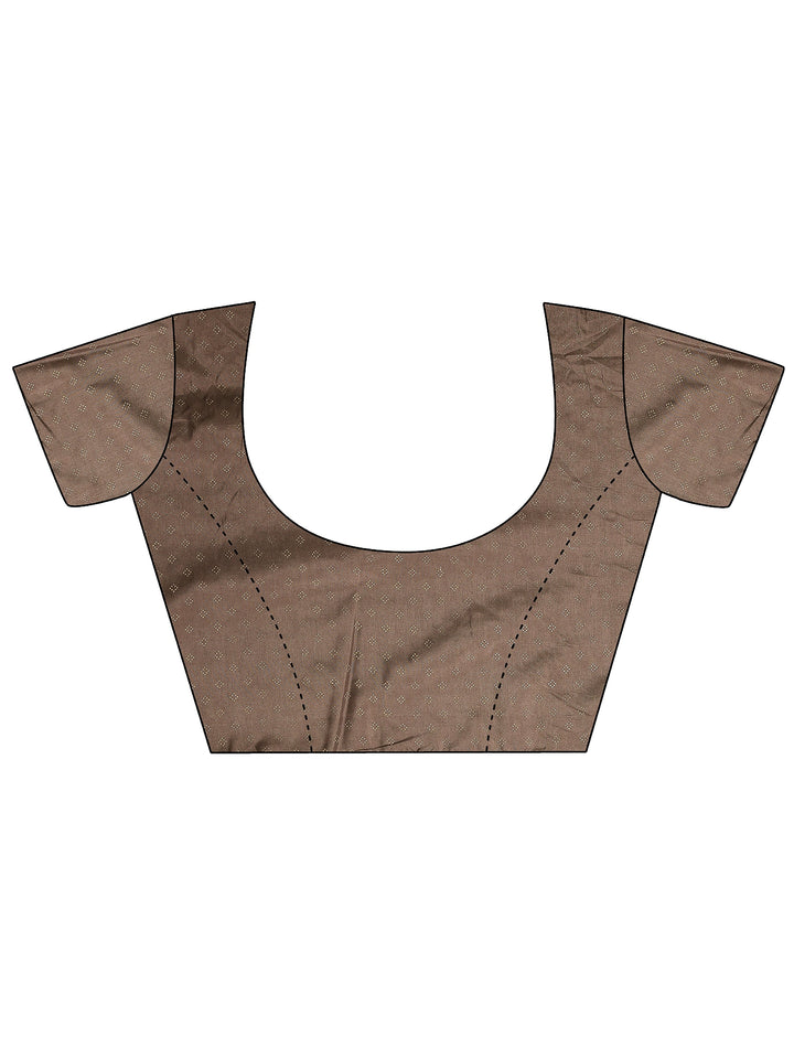 Taupe Woven Design Silk Blend Saree With Unstitched Blouse Piece