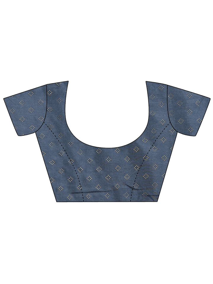 Beige Printed Silk Blend Saree With Unstitched Blouse Piece