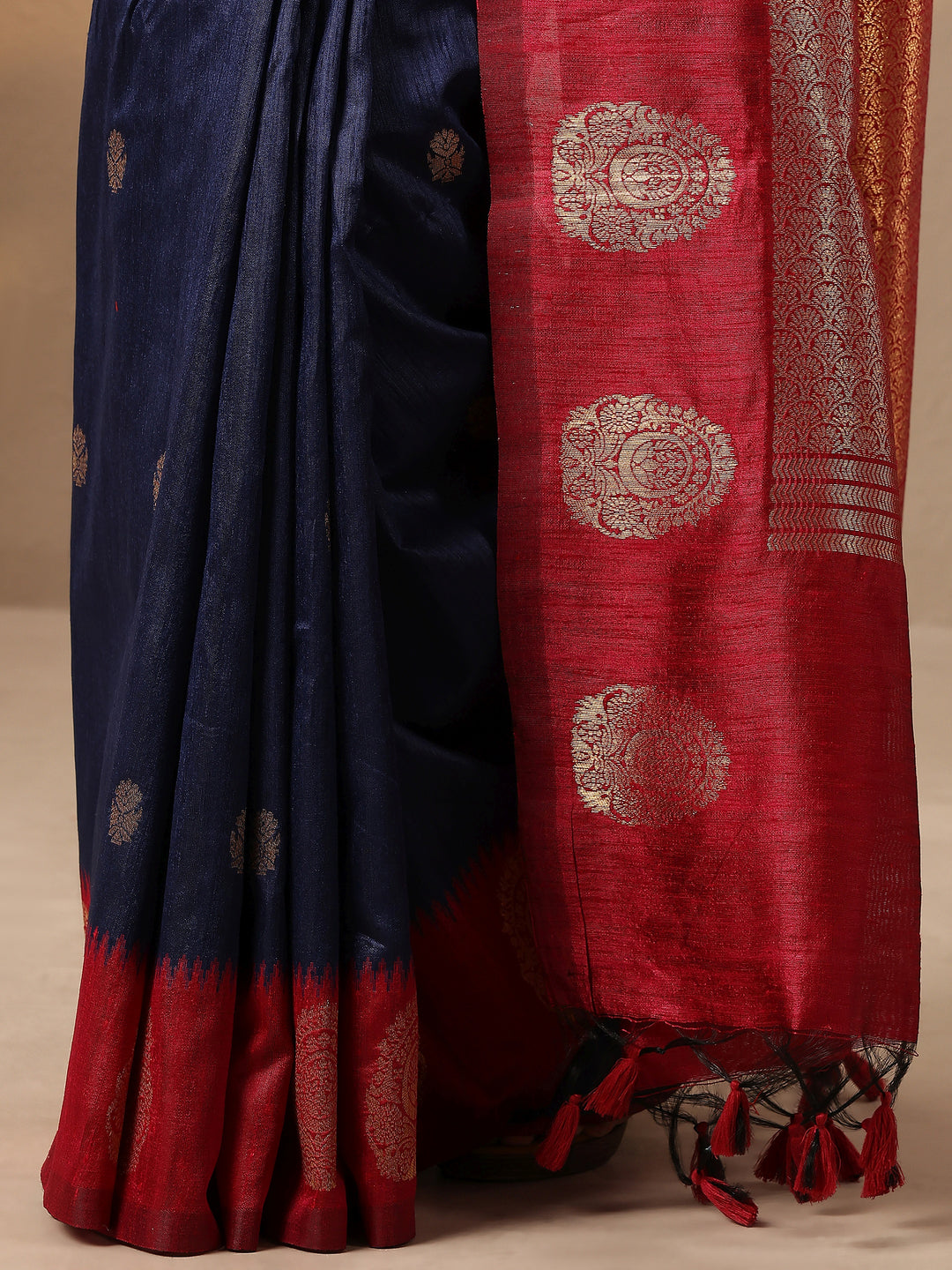 Blue Woven Design Silk Blend Saree With Unstitched Blouse Piece