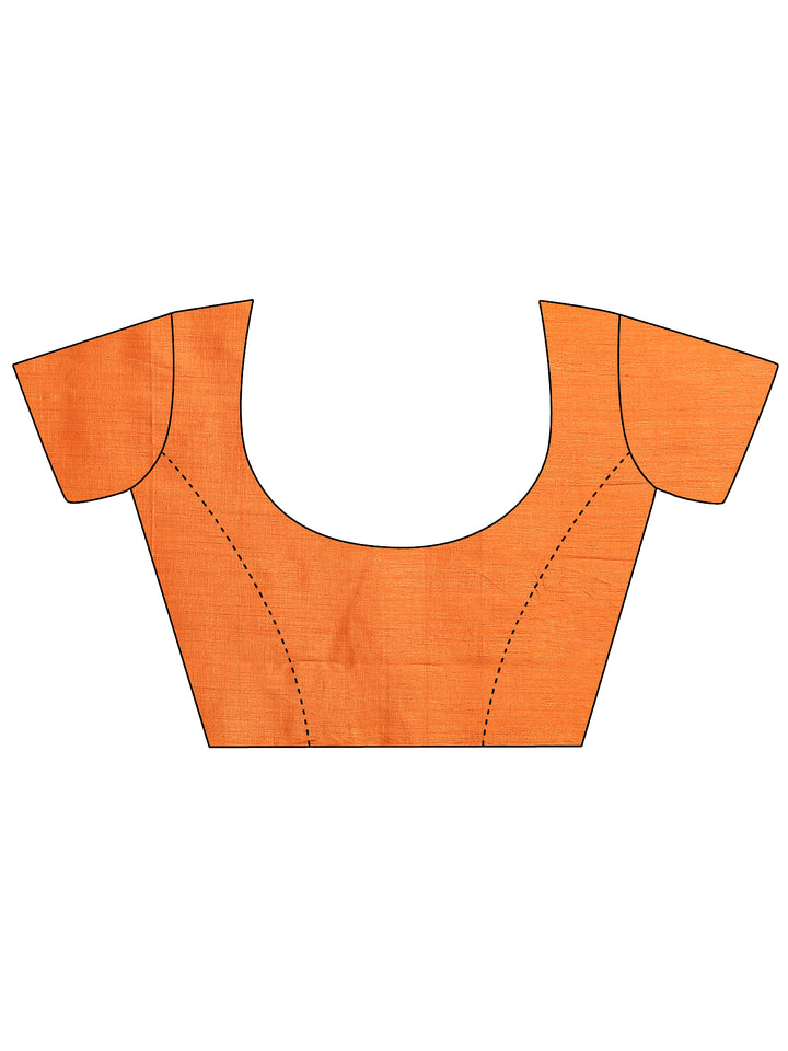 Orange Leheriya Printed Silk Blend Saree With Unstitched Blouse Piece