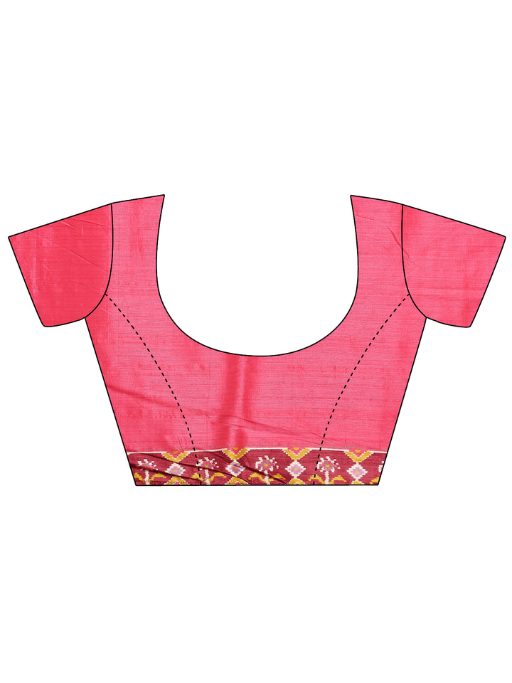 Pink Leheriya Printed Silk Blend Saree With Unstitched Blouse Piece