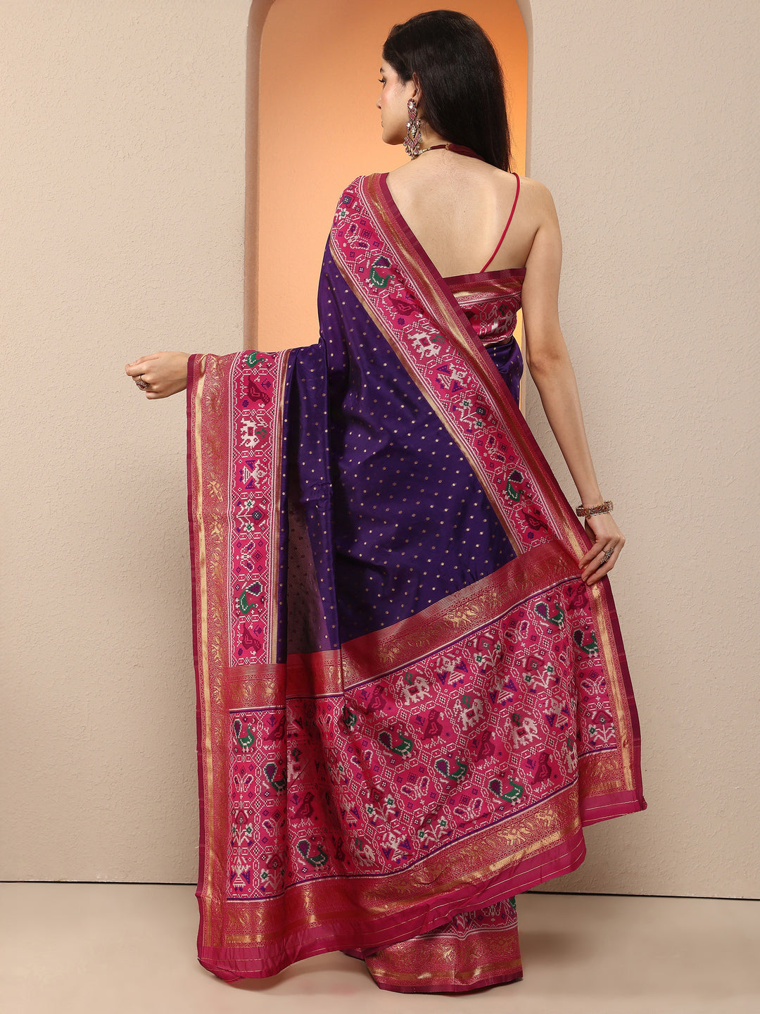 Purple Woven Design Silk Blend Saree With Unstitched Blouse Piece