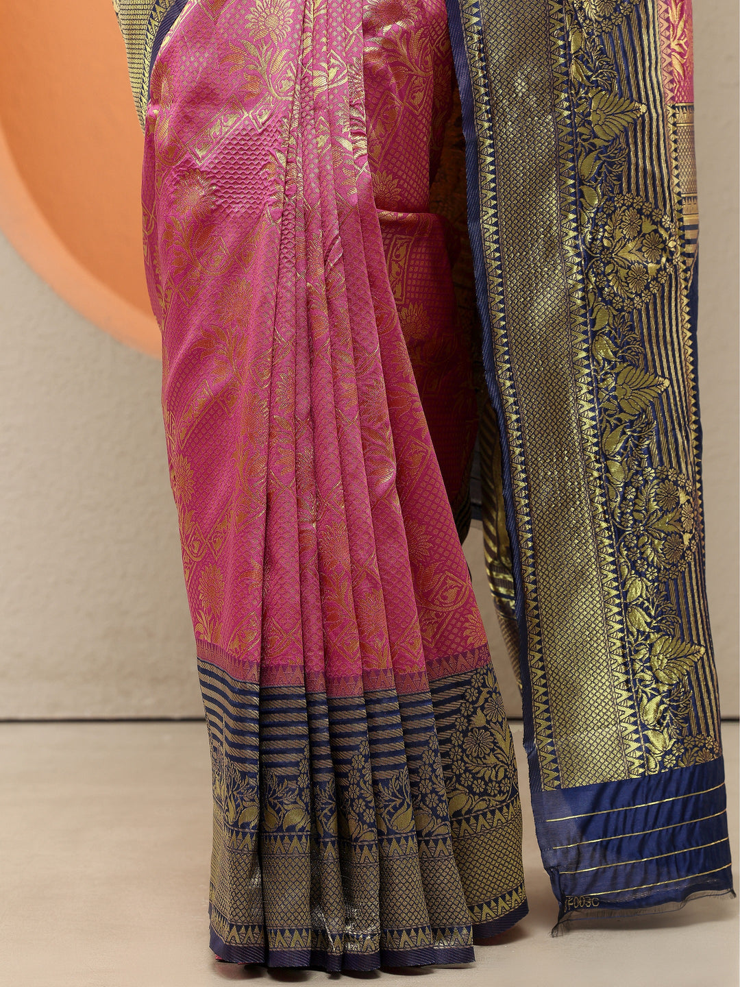 Pink Woven Design Silk Blend Sarees With Unstitched Blouse Piece