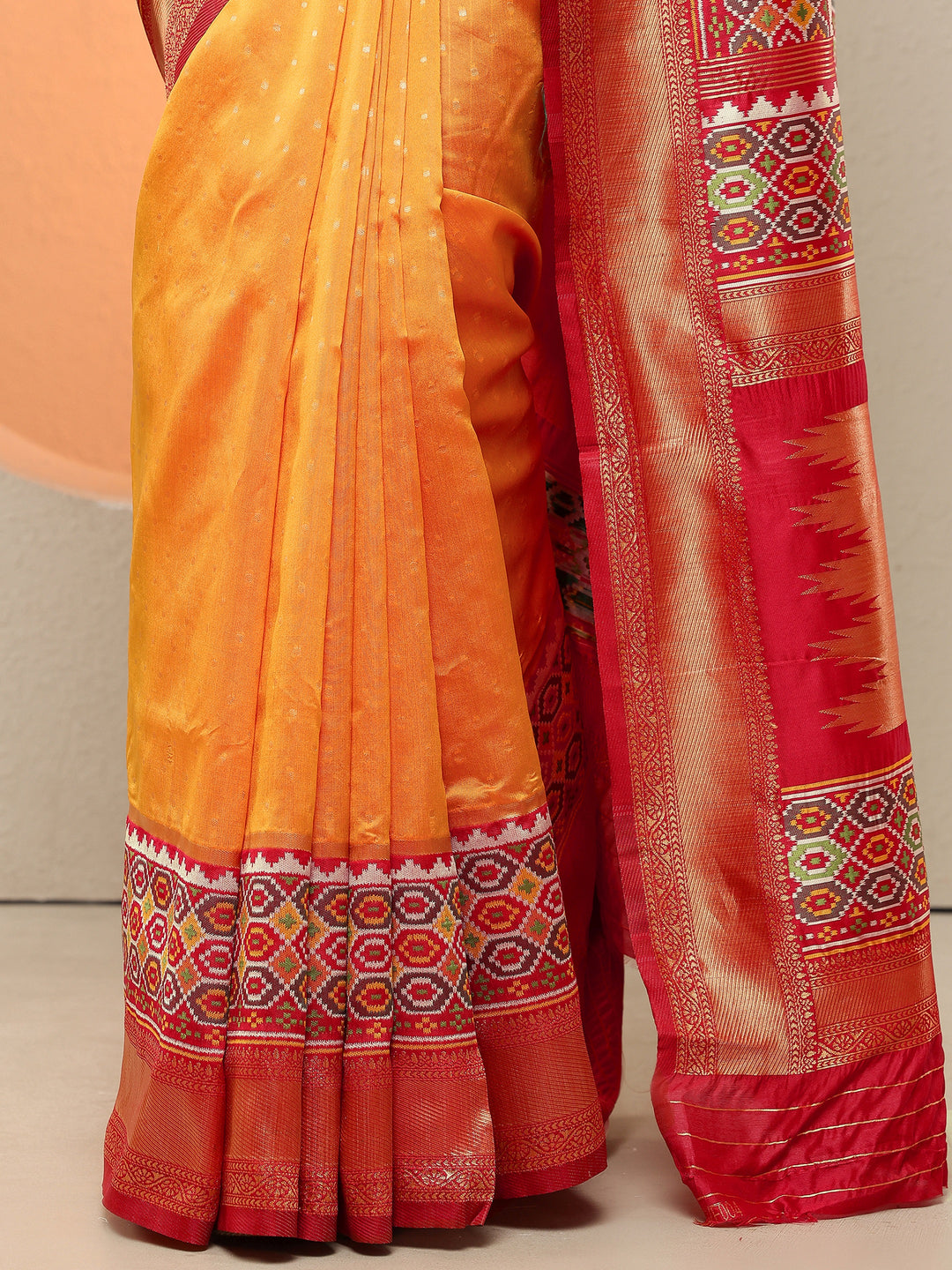 Mustard Woven Design Silk Blend Sarees With Unstitched Blouse Piece