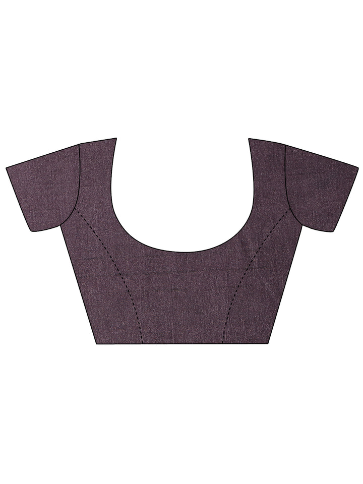 Grey Printed Silk Blend Saree With Unstitched Blouse Piece