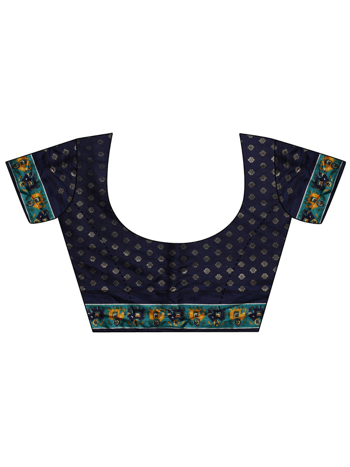 Pink Printed Silk Blend Saree With Unstitched Blouse Piece