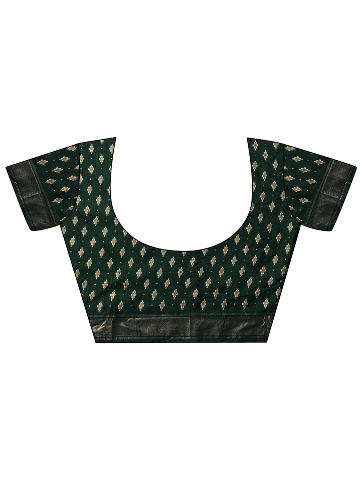 Mustard Printed Silk Blend Saree With Unstitched Blouse Piece