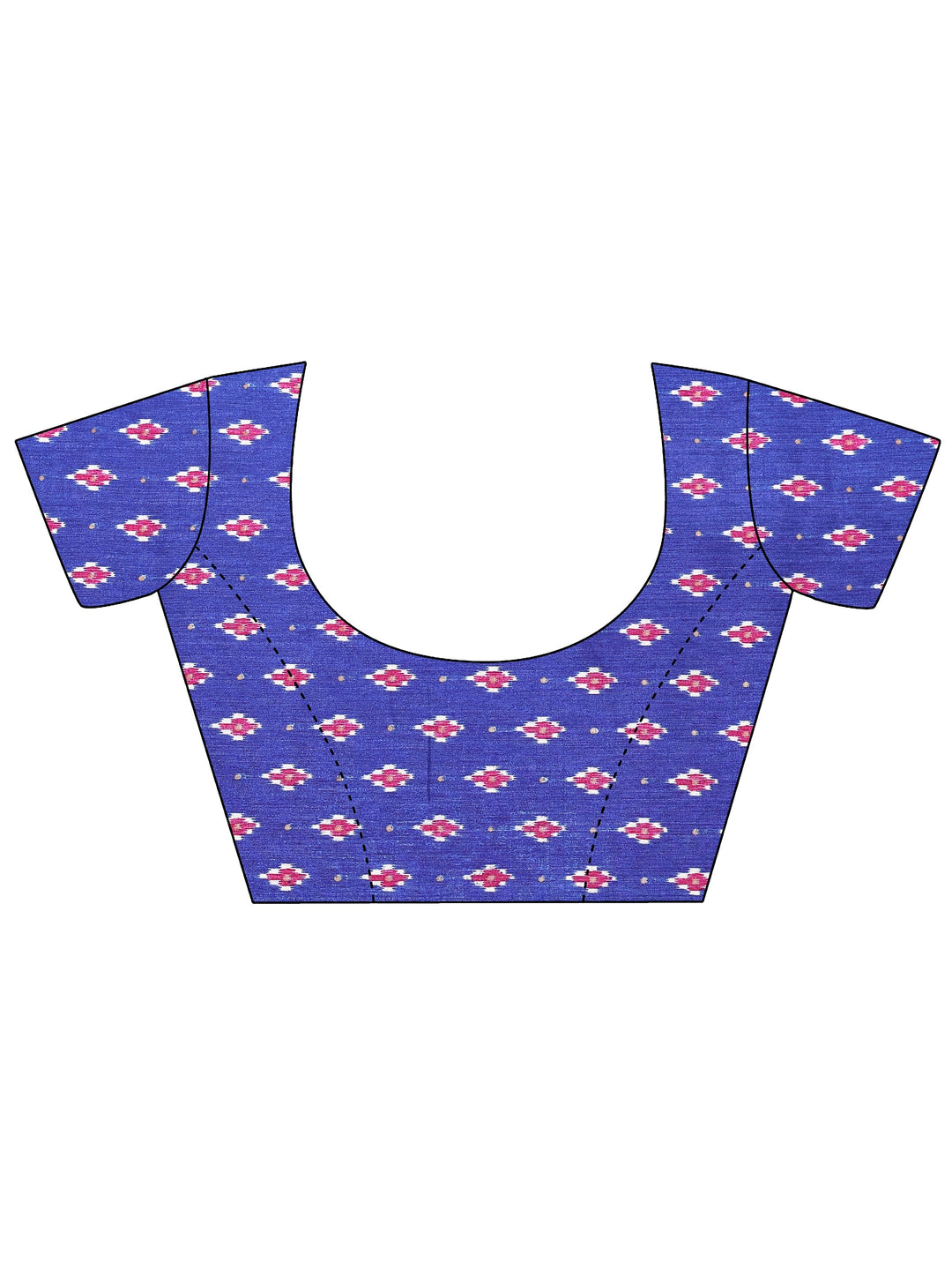 Blue Printed Silk Blend Sarees With Unstitched Blouse Piece