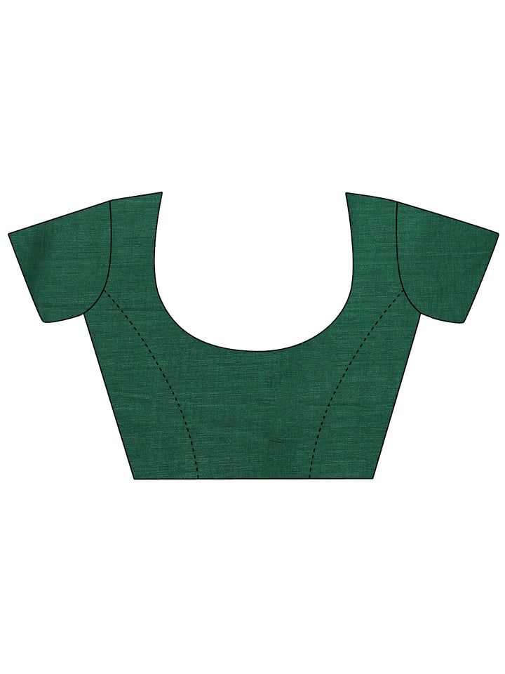 Red Printed Silk Blend Saree With Unstitched Blouse Piece