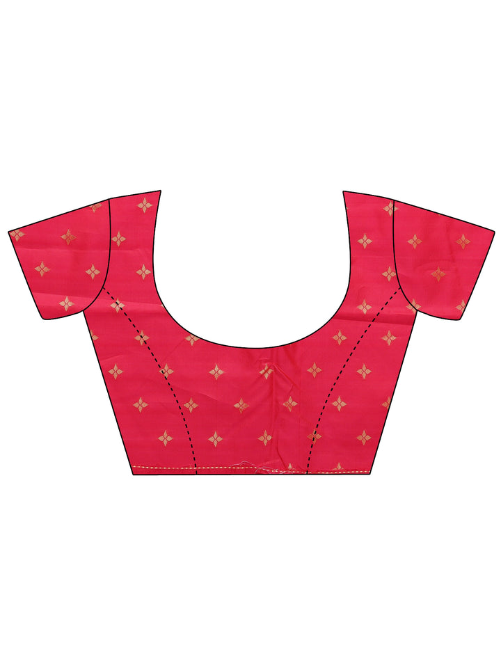 Peach Woven Design Silk Blend Saree With Unstitched Blouse Piece