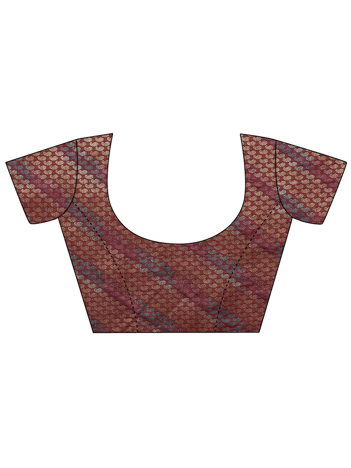 Pink Woven Design Silk Blend Saree With Unstitched Blouse Piece