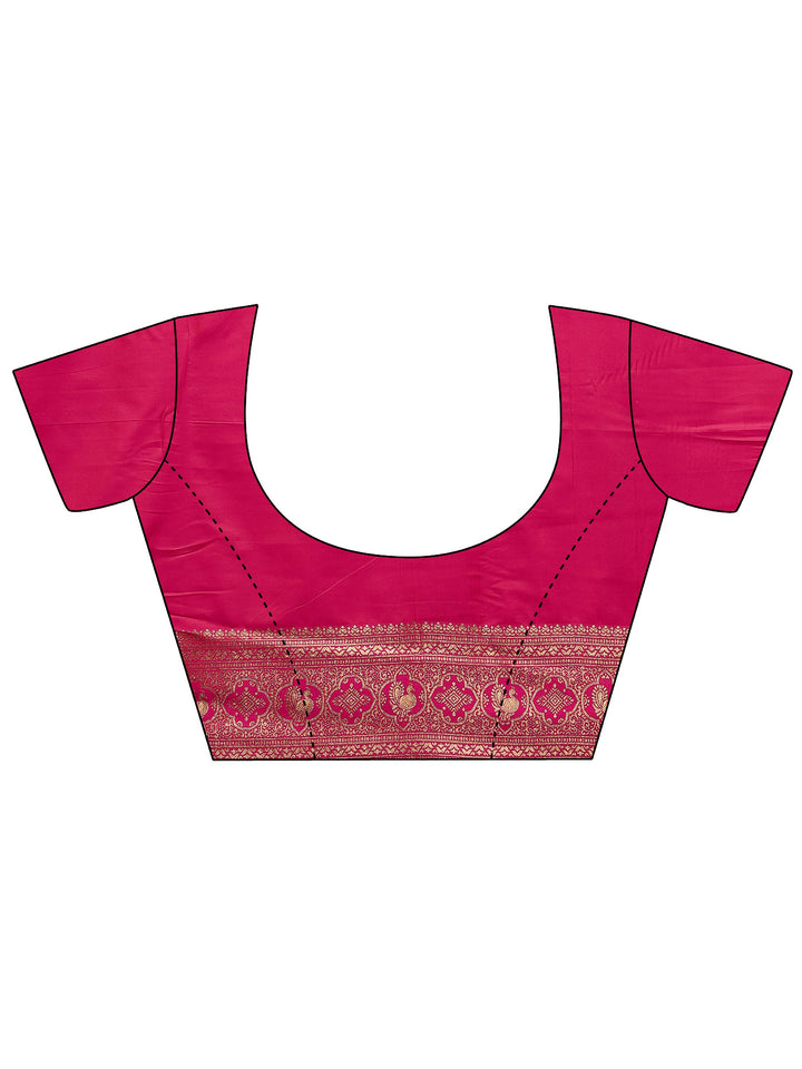 Gold Woven Design Silk Blend Sarees With Unstitched Blouse Piece