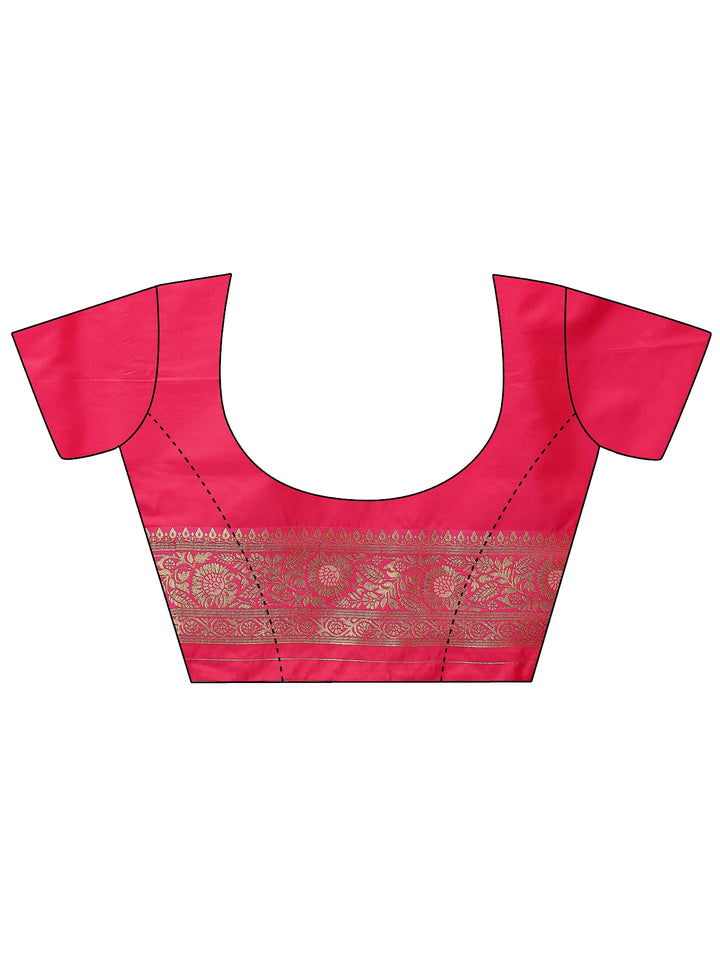 Peach Woven Design Silk Blend Sarees With Unstitched Blouse Piece