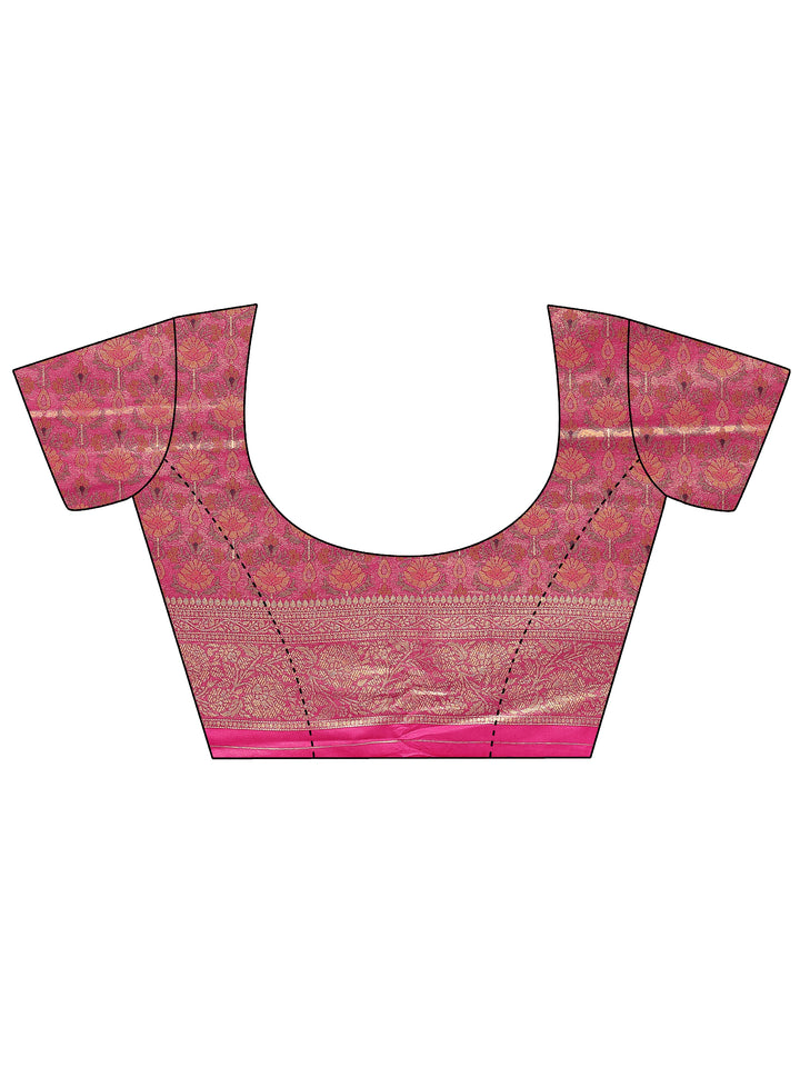 Pink Woven Design Silk Blend Sarees With Unstitched Blouse Piece