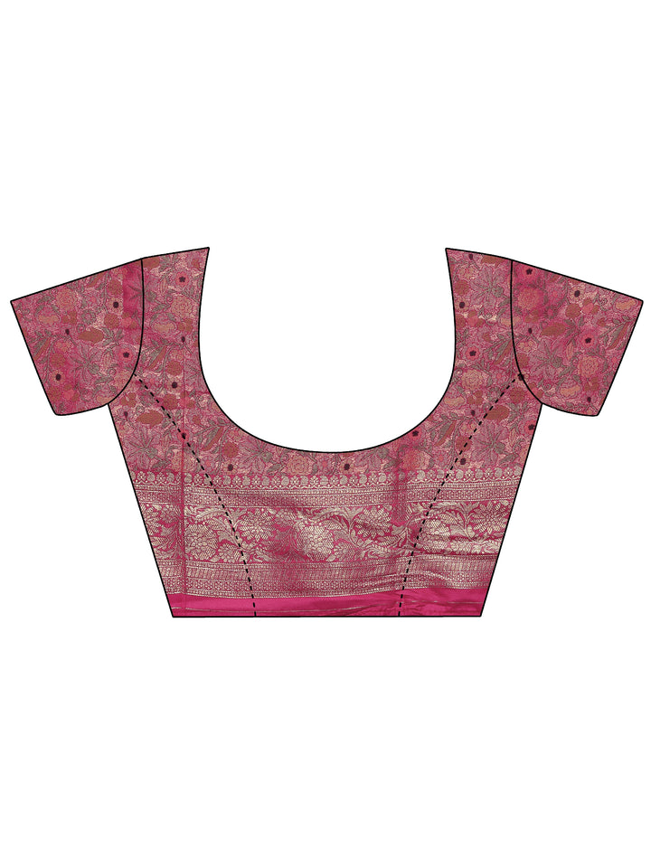Pink Woven Design Silk Blend Sarees With Unstitched Blouse Piece