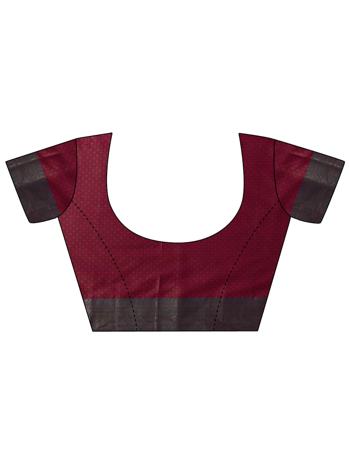 Magenta Woven Design Silk Blend Saree With Unstitched Blouse Piece