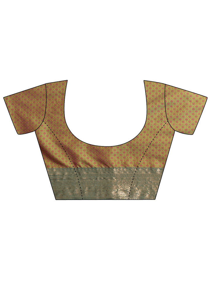 Green Woven Design Silk Blend Sarees With Unstitched Blouse Piece