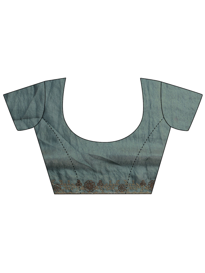 Green Solid Silk Blend Saree With Unstitched Blouse Piece