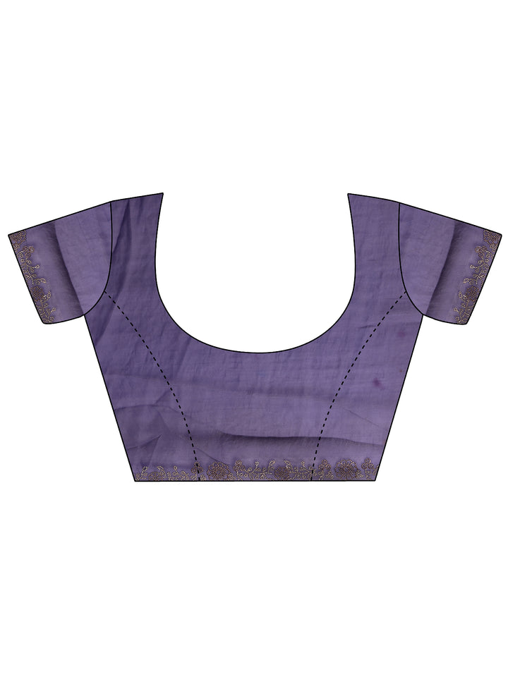 Lavender Solid Silk Blend Saree With Unstitched Blouse Piece