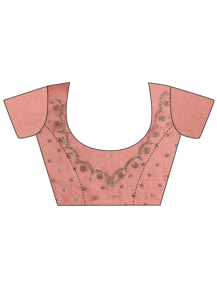 Pink Solid Silk Blend Saree With Unstitched Blouse Piece