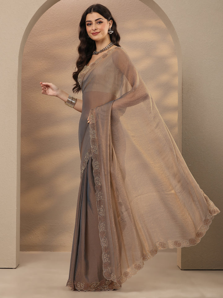 Green Solid Silk Blend Saree With Unstitched Blouse Piece