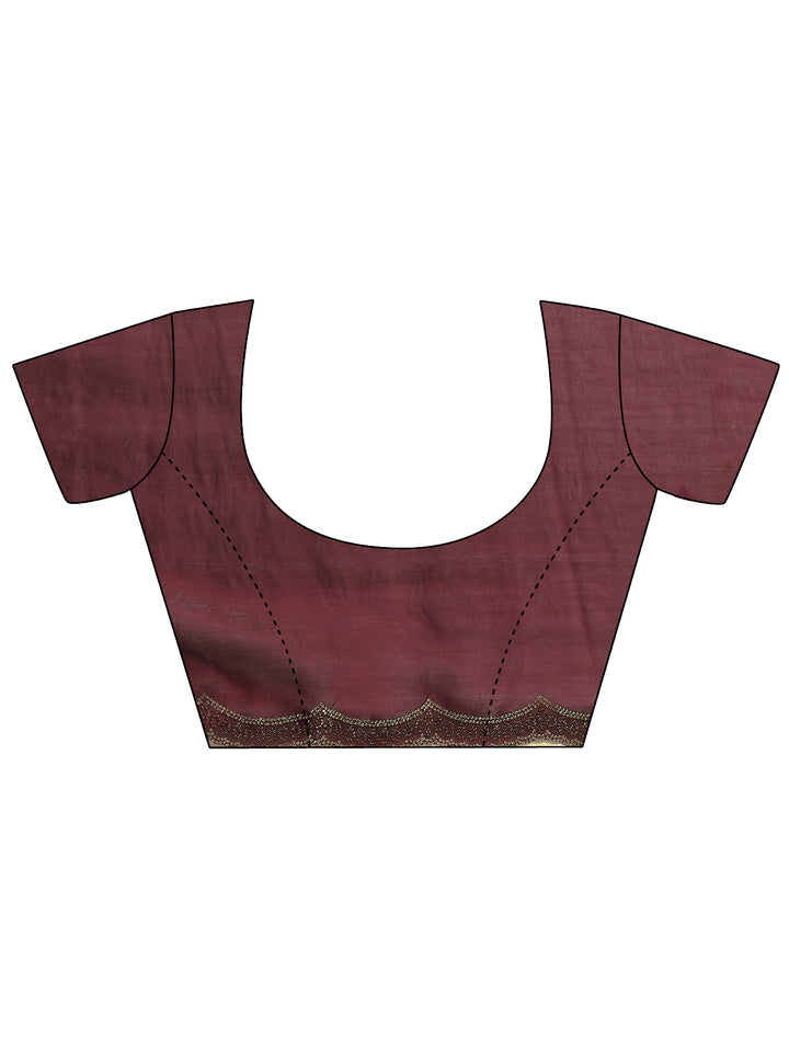 Red Solid Silk Blend Saree With Unstitched Blouse Piece