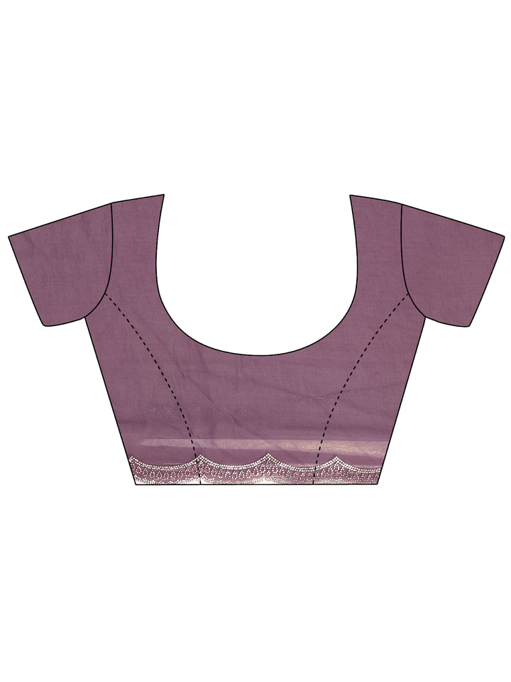 Burgundy Solid Silk Blend Saree With Unstitched Blouse Piece