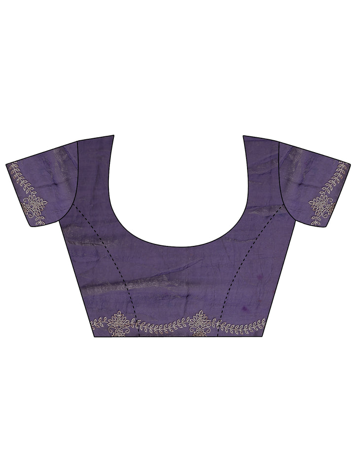 Purple Solid Silk Blend Saree With Unstitched Blouse Piece