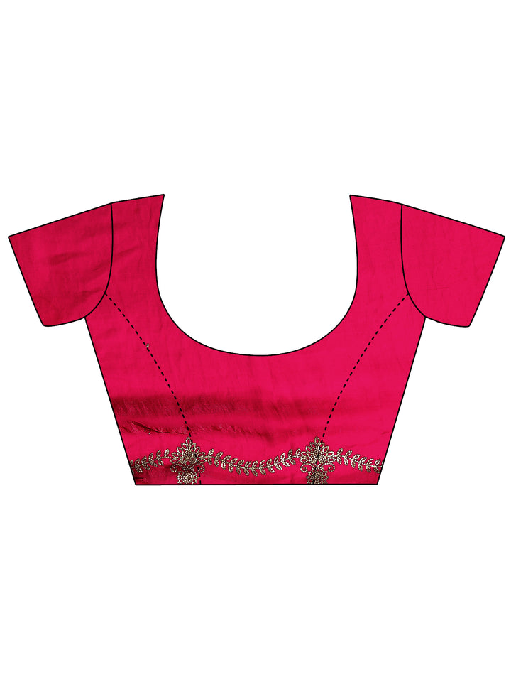 Red Solid Silk Blend Saree With Unstitched Blouse Piece