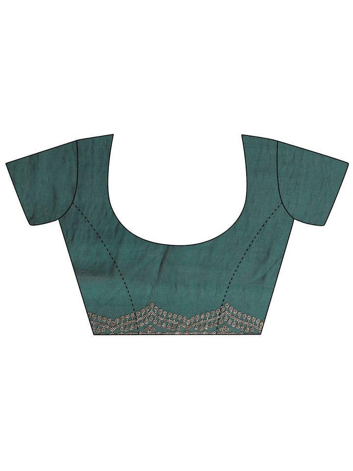 Green Solid Silk Blend Saree With Unstitched Blouse Piece