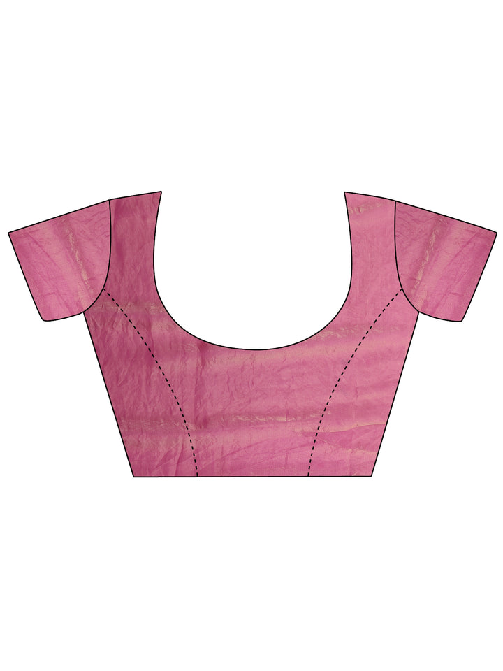 Pink Embellished Silk Blend Saree With Unstitched Blouse Piece