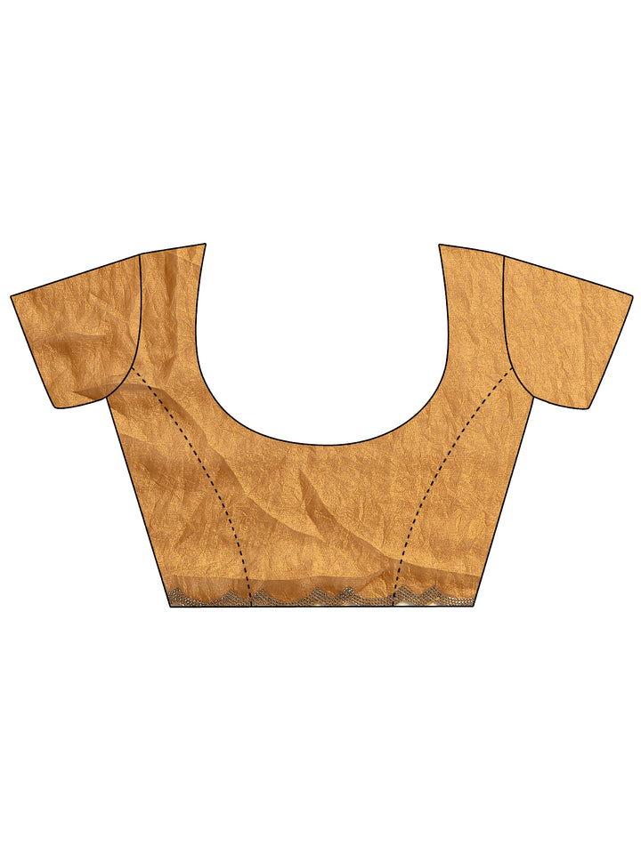 Mustard Embellished Silk Blend Saree With Unstitched Blouse Piece