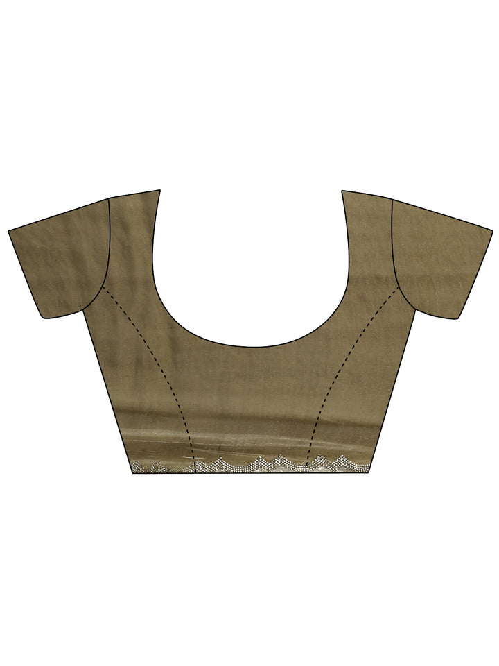 Green Embellished Silk Blend Saree With Unstitched Blouse Piece