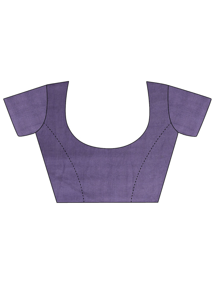 Lavender Embellished Silk Blend Saree With Unstitched Blouse Piece
