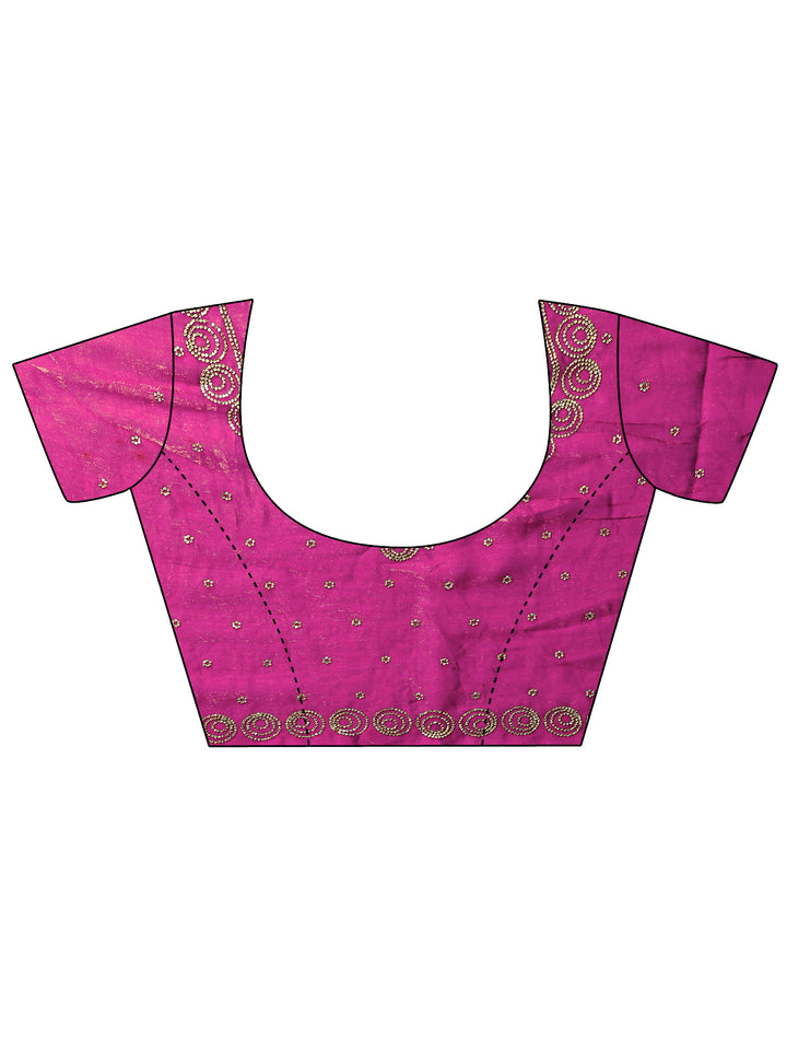 Magenta Solid Silk Blend Saree With Unstitched Blouse Piece
