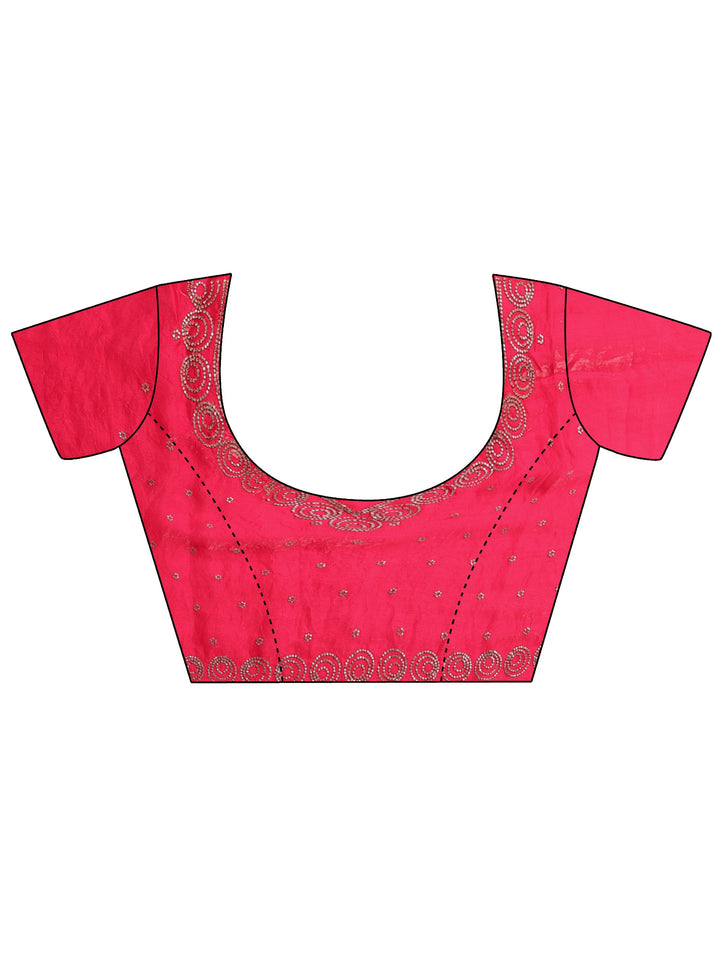 Pink Solid Silk Blend Saree With Unstitched Blouse Piece