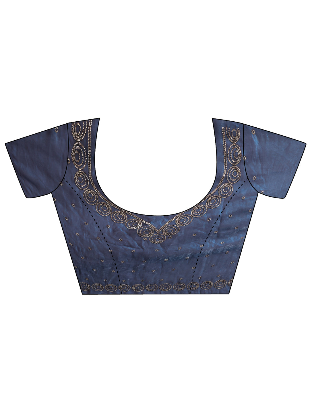 Navy Blue Solid Silk Blend Saree With Unstitched Blouse Piece