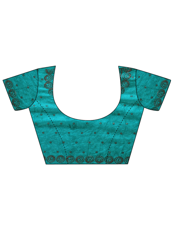 Green Solid Silk Blend Saree With Unstitched Blouse Piece